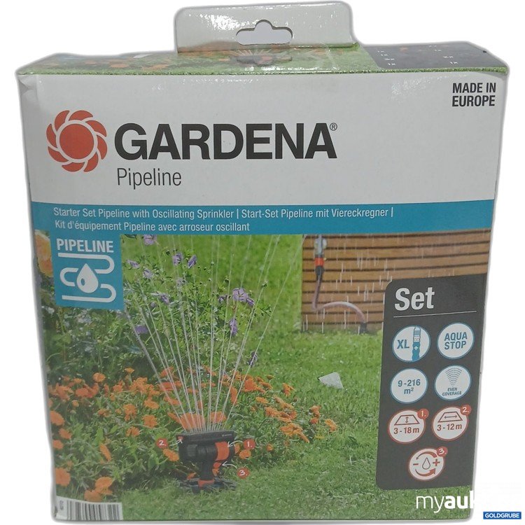 Artikel Nr. 915118: Gardena Start-Set Pipeline mit Viereckregner 8272