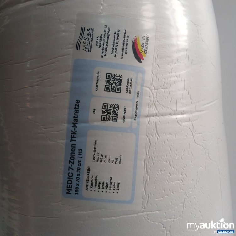 Artikel Nr. 953120: MSS Medic 7-Zonen TFK-Matratze 190x70x20cm H2 