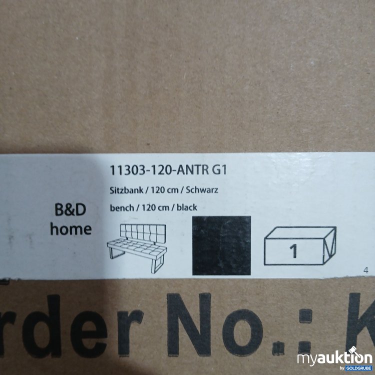 Artikel Nr. 973121: B&D Home Sitzbank 120cm in Schwarz, Art.No. 11303-120-ANTR G1