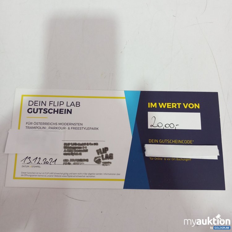 Artikel Nr. 361122 Artikel Nr. 361122: Flip LAB Gutschein 20 Euro