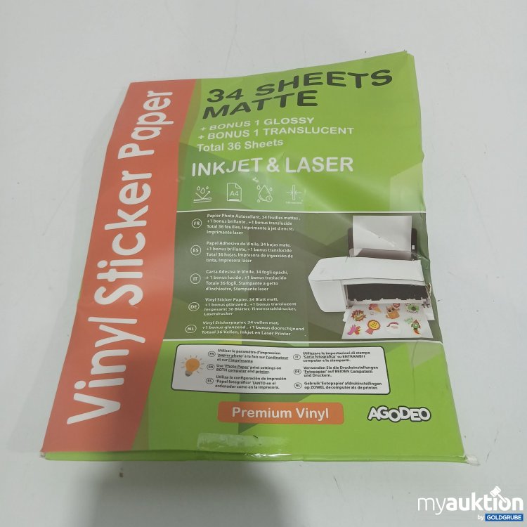 Artikel Nr. 883122: Agodeo Vinyl Sticker Paper 34 Sheets Matte 