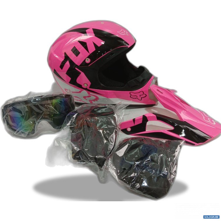 Artikel Nr. 960123: Motocross-Helm Pink,Schwarz und Weiß Größe M  inklusive Handschuhe skimaske und brille