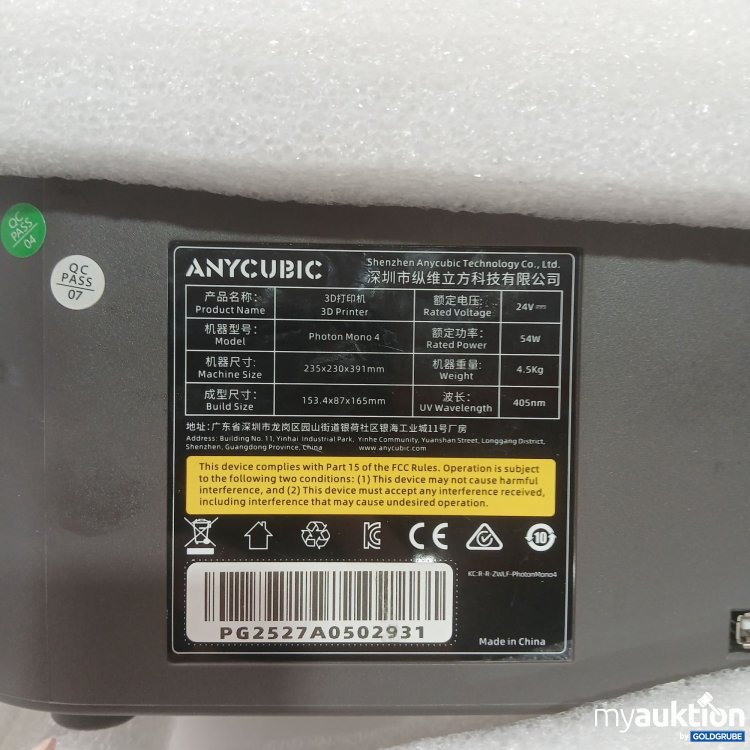Artikel Nr. 983124 Artikel Nr. 983124: Anycubic Photon Mono 4 3D printer