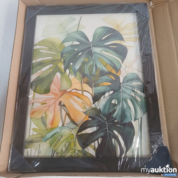 Artikel Nr. 446125 Artikel Nr. 446125: Wandbild Aquarellmalerei tropische Monstera-Blätter ca 35x45cm