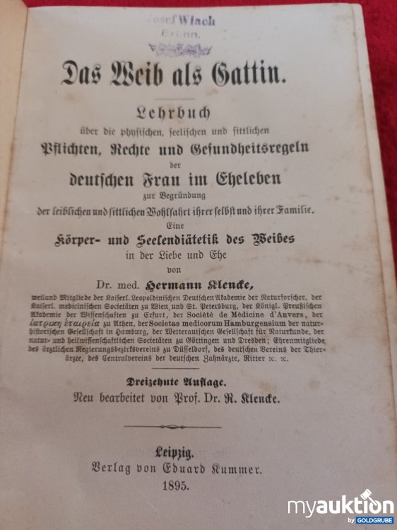 Artikel Nr. 923125 Artikel Nr. 923125: Buch von 1895, Das Weib als Gattin