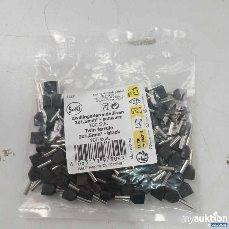 Artikel Nr. 959125: Seki Zwillingaderendhülsen 2x1,5mm -Schwarz 100stk 