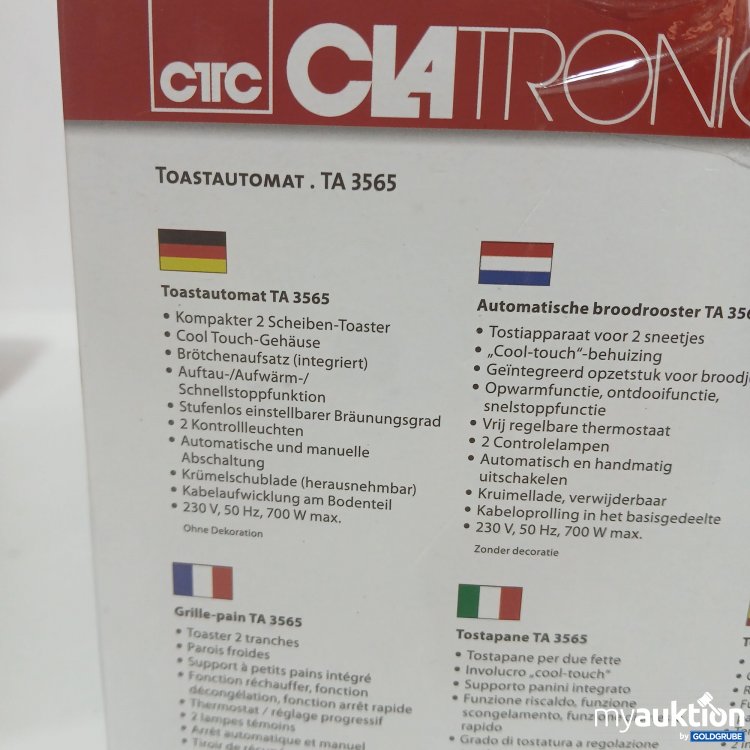 Artikel Nr. 981125 Artikel Nr. 981125: Clatronic Automatischer Toaster TA 3565
