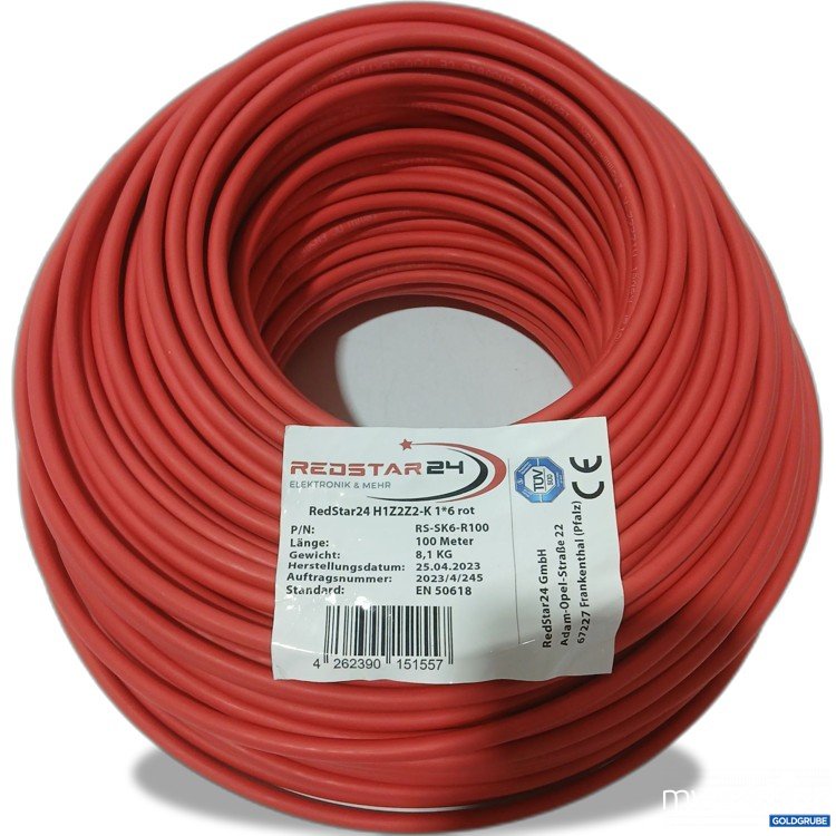 Artikel Nr. 973126: Redstar24 Kabel H1Z2Z2-K 1*6 rot 100m, P/N RS-SK6-R100