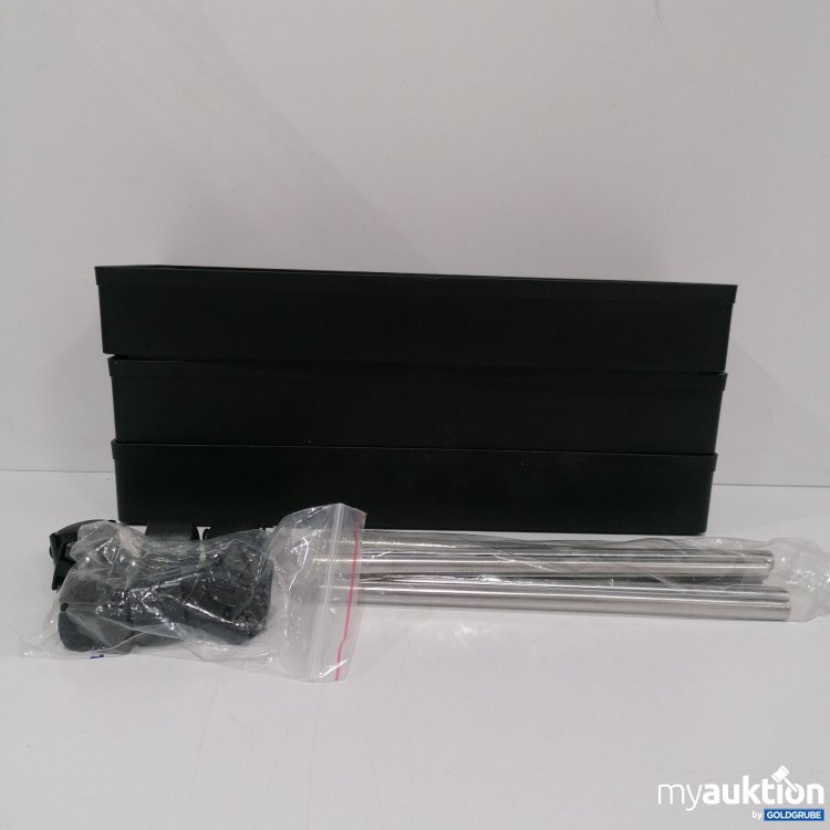 Artikel Nr. 848127 Artikel Nr. 848127: Plastikregal schwarz mit Rollen, 3 Ablagekörbchen 40x13cm