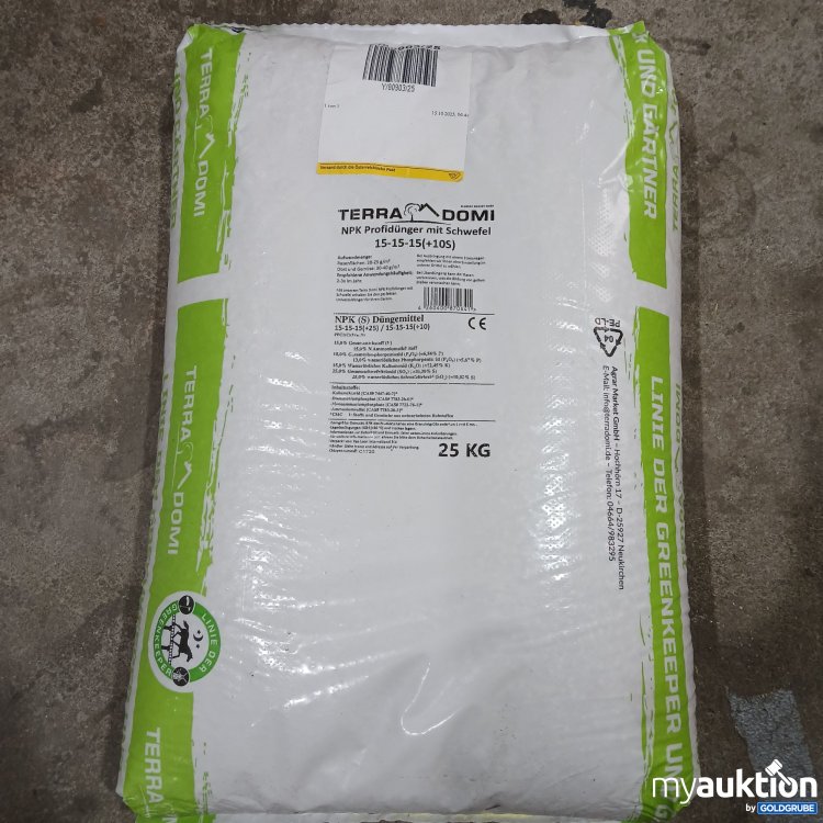 Artikel Nr. 956127: Terra Domi NPK Profidünger mit Schwefel 15-15-15(+10S) 25kg 