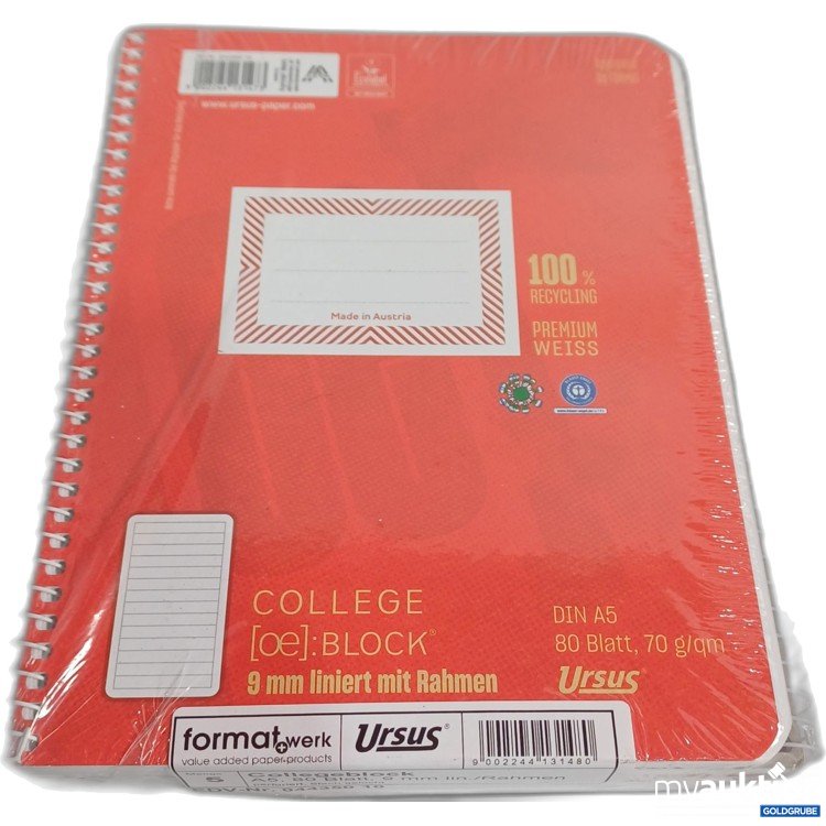 Artikel Nr. 962127: Ursus formatwerk Collegeblock A5 80Blatt, 9mm liniert Rahmen 5Stk 
