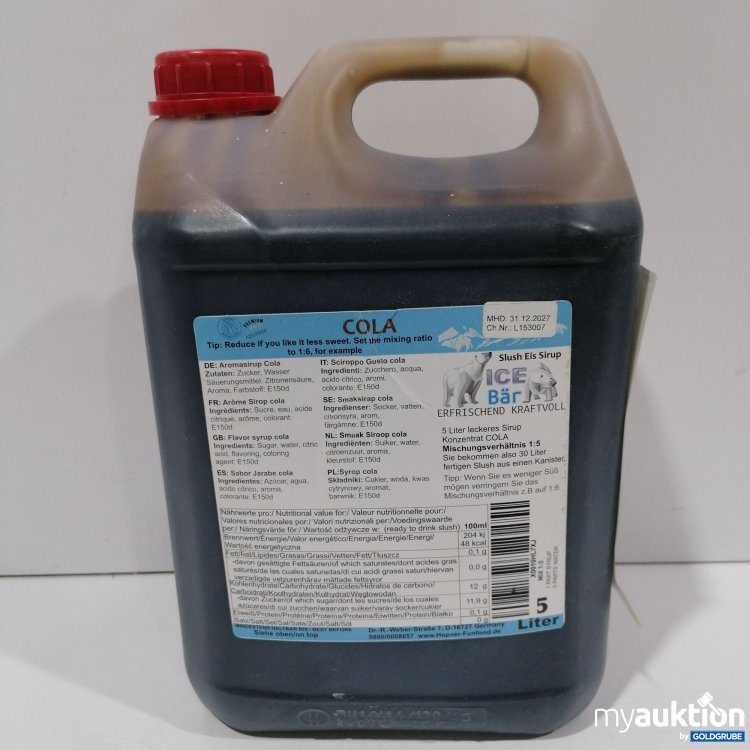 Artikel Nr. 891128: Cola Aromasirup für Slusheis 5L