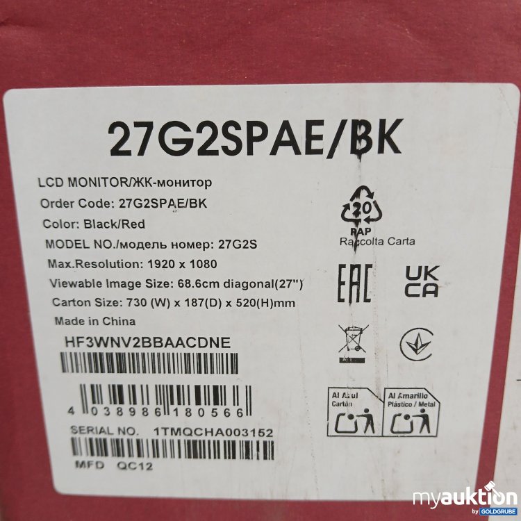 Artikel Nr. 444130: AOC Gaiming  Monitor 27" G2 Series 26G2SPAE/BK 