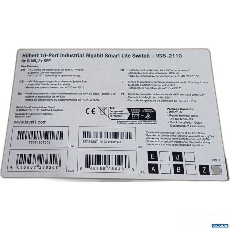 Artikel Nr. 962131: Levelone Hilbert 10-Port Industrial Gigabit Smart Lite Switch IGS-2110 