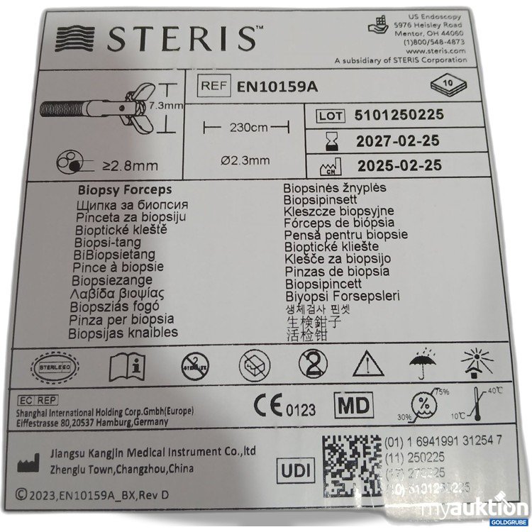 Artikel Nr. 956134: Steris Biopsiezange 10Stk EN10159A 