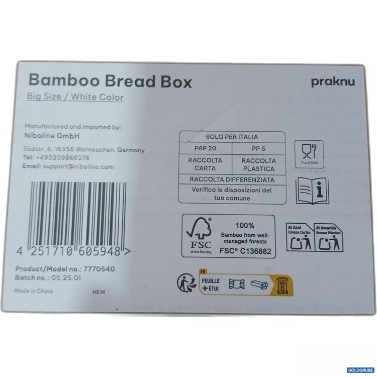 Artikel Nr. 989134 Artikel Nr. 989134: Praknu Bamboo Brot Box Big Size weiß Model 7770540