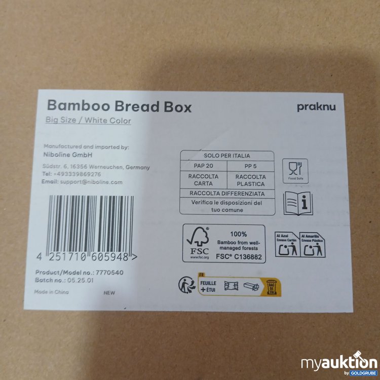 Artikel Nr. 989134 Artikel Nr. 989134: Praknu Bamboo Brot Box Big Size weiß Model 7770540