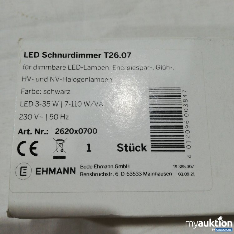 Artikel Nr. 348136: Ehmann LED Schnur Dimmer T26. 07