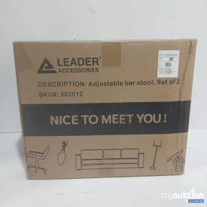 Artikel Nr. 477137: Leader Accessories Double Stitching Square Back with decoration Adjustable Bar
 Stool Set of 2 Black