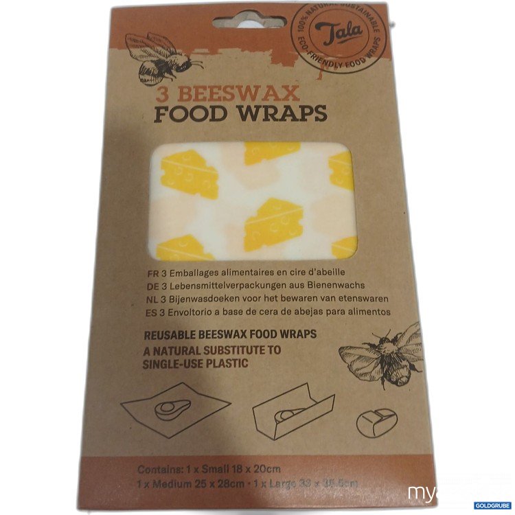Artikel Nr. 929139: Tala 3 Beeswax Food Wraps 1x 18x20cm, 1x 25x28cm, 1x 33x35,5cm 