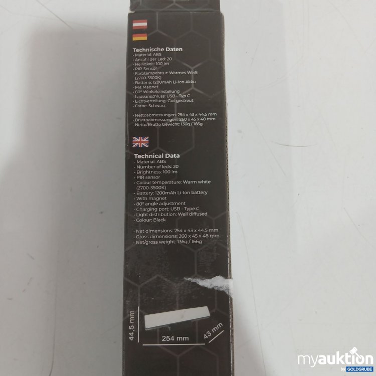 Artikel Nr. 446141: Be Cool Sensor Schrankleuchte mit Akku 254x43x44,5mm