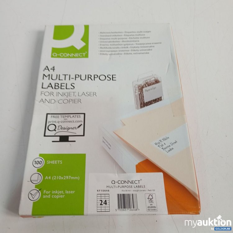 Artikel Nr. 920141 Artikel Nr. 920141: Q-Connect A4 MULTI-PURPOSE LABELS 100 Sheets