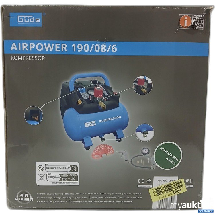 Artikel Nr. 971141 Artikel Nr. 971141: Güde Kompressor Airpower 190/08/6, Art.No.50089