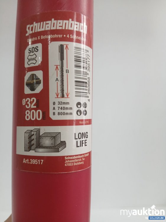 Artikel Nr. 995141 Artikel Nr. 995141: SCHWABENBACH Betonbohrer 32x740x800