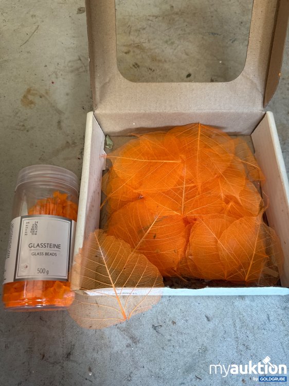 Artikel Nr. 935142 Artikel Nr. 935142: Deko Seidenblätter (orange) mit Glassteinen (orange)