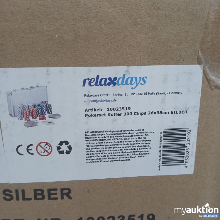 Artikel Nr. 994142 Artikel Nr. 994142: Relaxdays Pokerset Koffer 300Chips 26x38cm silber 10023519