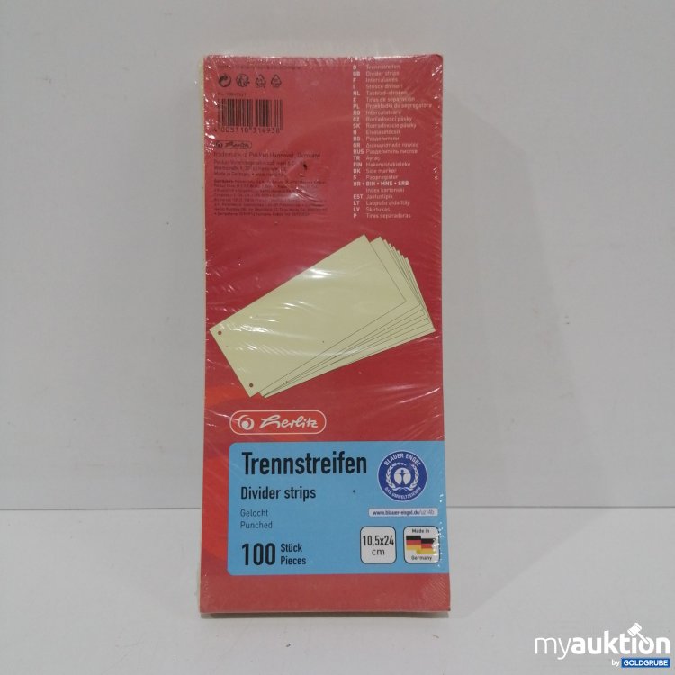 Artikel Nr. 860143 Artikel Nr. 860143: Herlitz Trennstreifen gelocht 10.5x24 cm 100 Stk