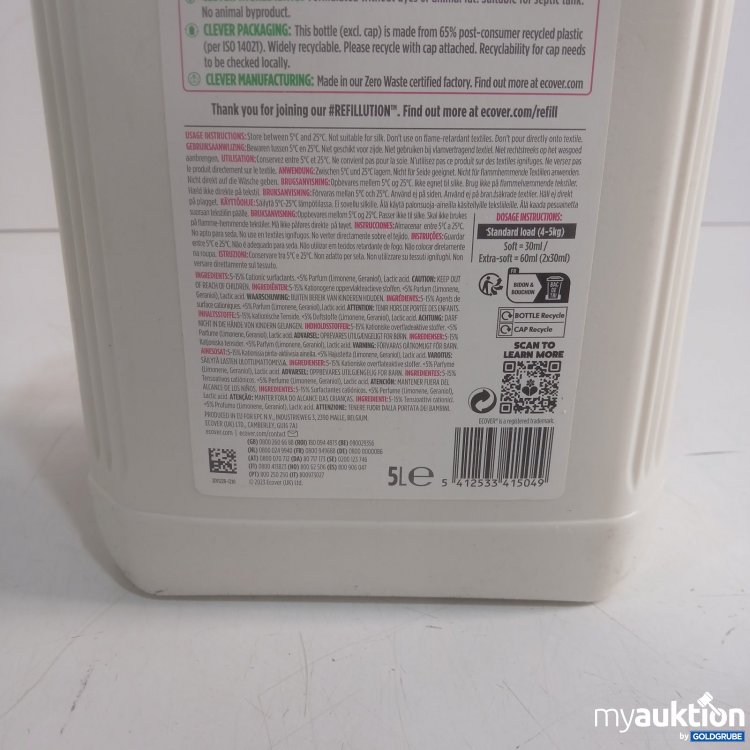 Artikel Nr. 462144: Ecover Weichspüler Fabric Softener Refill 166 Waschladungen 5L