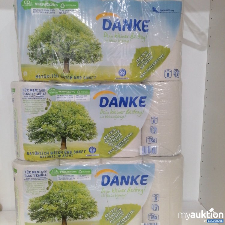 Artikel Nr. 721147: Danke Öko-Toilettenpapier 3er Pack x 8 Stück 