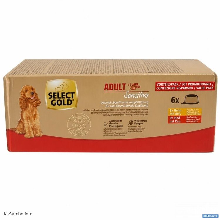 Artikel Nr. 471150: Select Gold Adult Sensitive Hundefutter Huhn mit Reis, Rind mit Reis 6x125g
