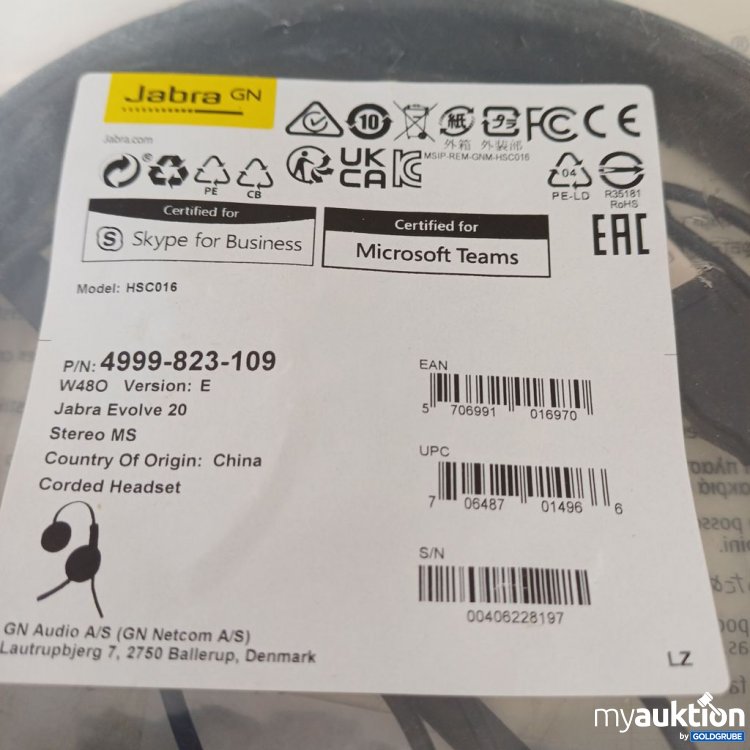 Artikel Nr. 969154 Artikel Nr. 969154: Jabra Evolve 20 Stereo MS Corded Headset HSC016