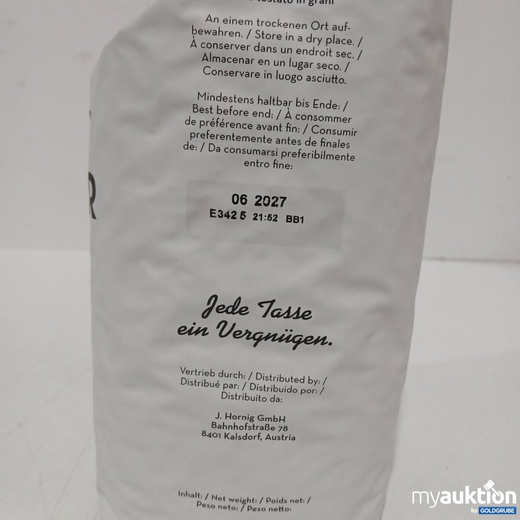 Artikel Nr. 467155: J. Hornig Röstmeister Edelmokka Röstkaffee Ganze Bohne 1000g