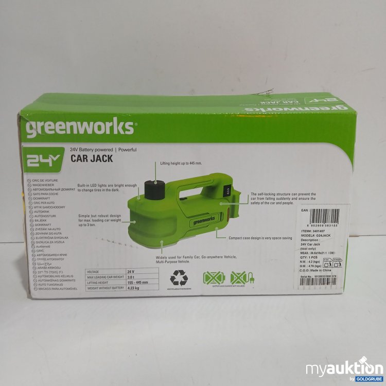 Artikel Nr. 888157 Artikel Nr. 888157: Greenworks Wagenheber G24JACK