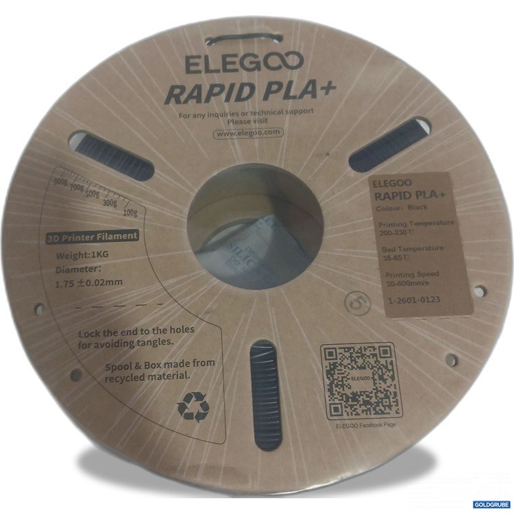 Artikel Nr. 986157 Artikel Nr. 986157: Elegoo Rapid PLA+ 3D Printer Filament black 1,75mm 1kg