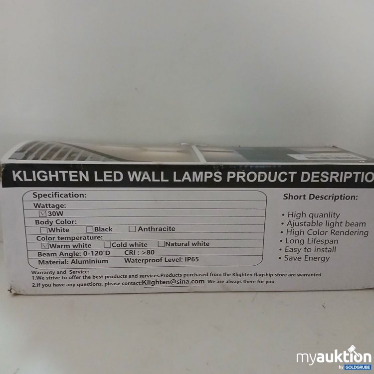 Artikel Nr. 922158: Klighten LED Wandleuchte K-F-30W-W-3000K-3T
