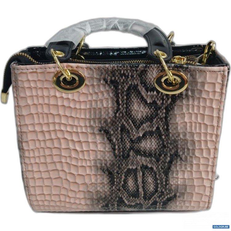 Artikel Nr. 931158 Artikel Nr. 931158: Kleine Handtasche mit Schlangenmuster, goldenen Details und schwarzen Griffen