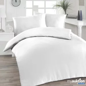Auktion Soft-Satin Bettwäsche mit RV, Farbe weiß