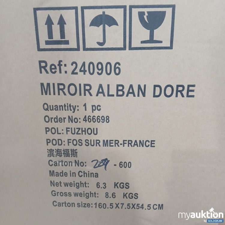 Artikel Nr. 951161: Maisons du Monde Miroir Alban Dore goldener Rahmen 466698 