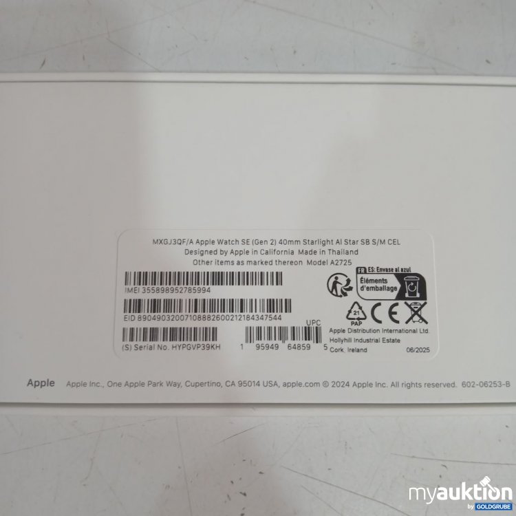 Artikel Nr. 447162 Artikel Nr. 447162: Apple Watch SE (Gen 2) 40mm Starlight Al Star S/M CEL A2725