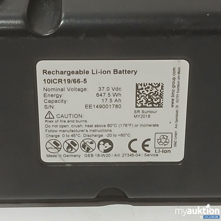 Artikel Nr. 971162 Artikel Nr. 971162: Brose 650Wh halbintegrierter Unterrohr-Akku mit 36 Volt und 17,5 Ah, Model.No. 10ICR19/66-5