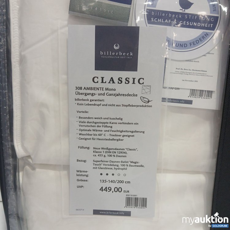 Artikel Nr. 959164: Billerbeck Classic 308 Ambiente Mono Übergangs- und Ganzjahresdecke 135-140/200cm