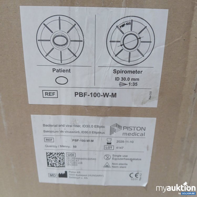Artikel Nr. 466165 Artikel Nr. 466165: Piston medical Bacterial and viral filter PBF-100-W-M 50 Stk