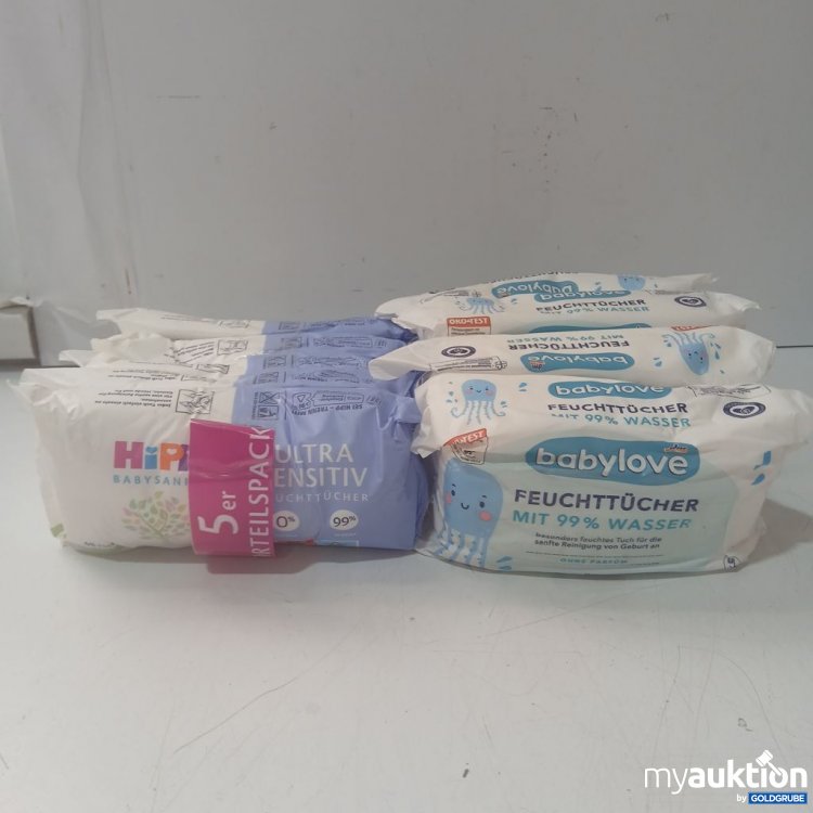 Artikel Nr. 933165: HiPP Babysanft Ultra Sensitiv Feuchttücher 5er Pack, babylove mit 99% Wasser insgesamt 9 Packungen