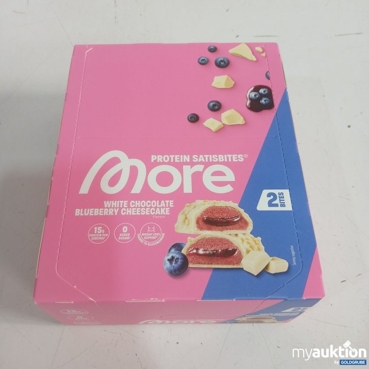 Artikel Nr. 993165 Artikel Nr. 993165: More Protein Satisbites white chocolate Blueberry cheesecake Flavour 12x50g