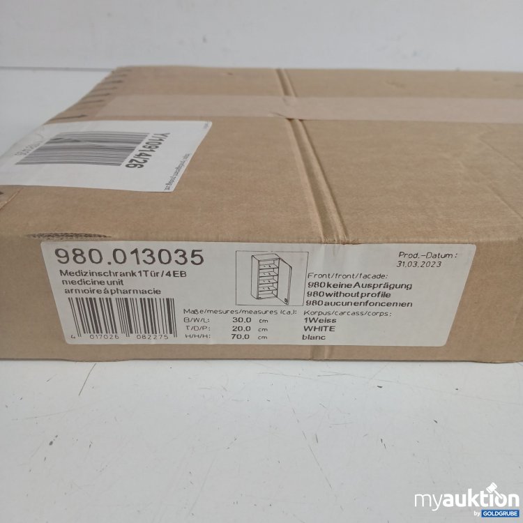 Artikel Nr. 970167: Medizinschrank 1Tür / 4EB 980.013035 weiß 