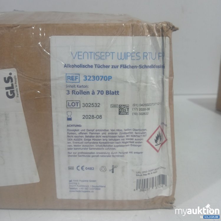 Artikel Nr. 446168 Artikel Nr. 446168: Ventisept Wipes Alkoholische Tücher zur Flächen-Schnelldesinfektion 3Rollen à 70 Blatt